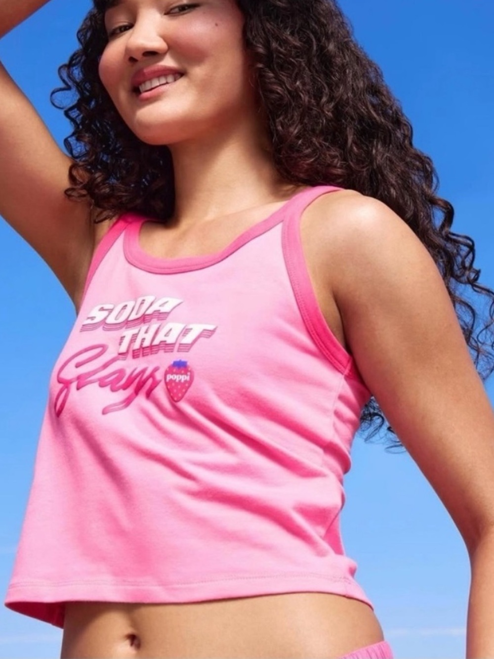 Poppi X Target Y2K Pink Graphic Tank Top - Women's Sleeveless Crop Size XS | NWT